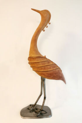 Héron Héron sculpture animalière céramique poterie héron animal totem Terr'Ame céramique Véronique Belier Trévoux